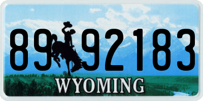 WY license plate 8992183