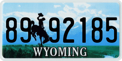WY license plate 8992185
