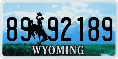 WY license plate 8992189