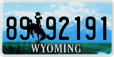 WY license plate 8992191