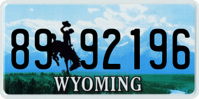 WY license plate 8992196
