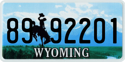 WY license plate 8992201