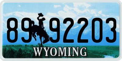 WY license plate 8992203