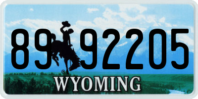 WY license plate 8992205