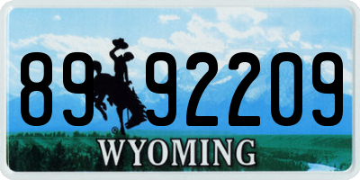 WY license plate 8992209