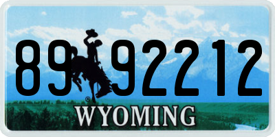 WY license plate 8992212