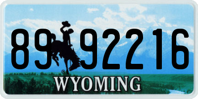 WY license plate 8992216
