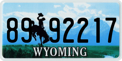 WY license plate 8992217