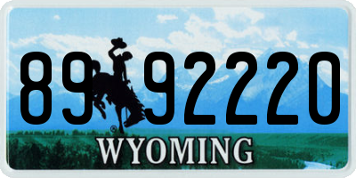 WY license plate 8992220