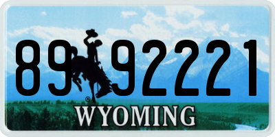 WY license plate 8992221
