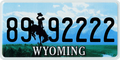 WY license plate 8992222