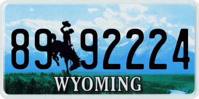 WY license plate 8992224