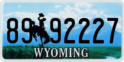 WY license plate 8992227