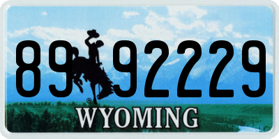 WY license plate 8992229