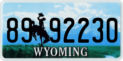 WY license plate 8992230