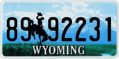WY license plate 8992231