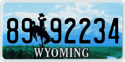 WY license plate 8992234