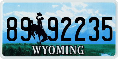 WY license plate 8992235