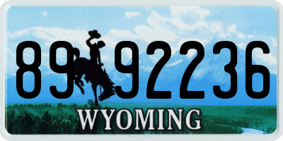 WY license plate 8992236