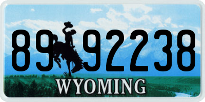 WY license plate 8992238