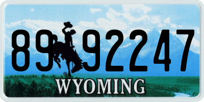 WY license plate 8992247