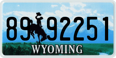 WY license plate 8992251