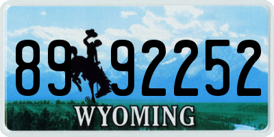 WY license plate 8992252