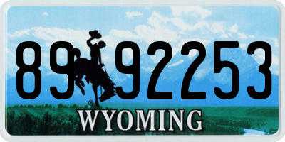 WY license plate 8992253