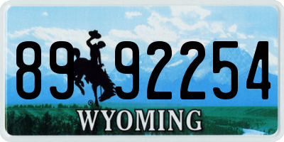 WY license plate 8992254