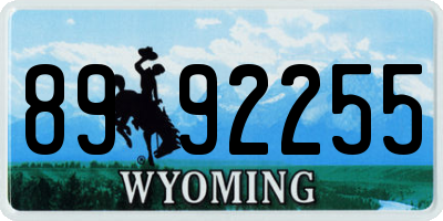 WY license plate 8992255