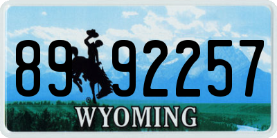 WY license plate 8992257