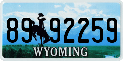 WY license plate 8992259