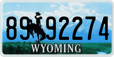 WY license plate 8992274