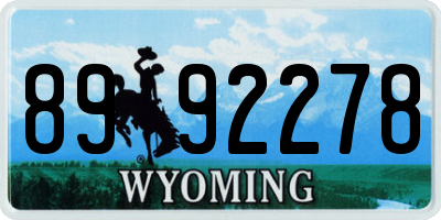 WY license plate 8992278