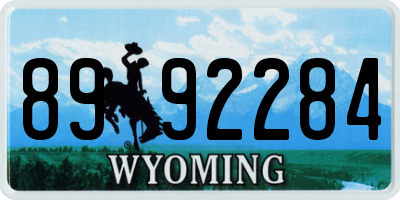 WY license plate 8992284