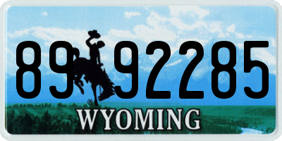 WY license plate 8992285