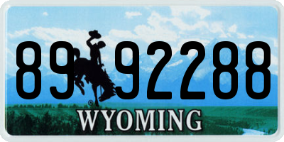 WY license plate 8992288