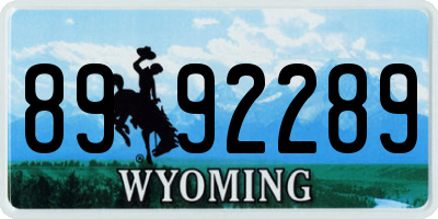 WY license plate 8992289