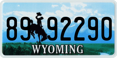 WY license plate 8992290