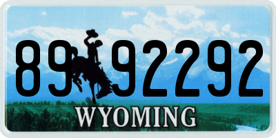 WY license plate 8992292