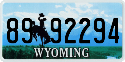 WY license plate 8992294
