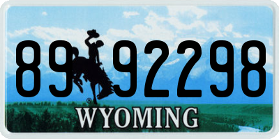 WY license plate 8992298