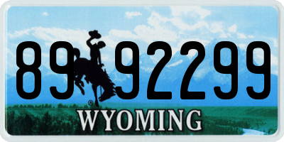 WY license plate 8992299
