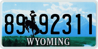 WY license plate 8992311