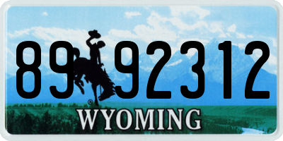 WY license plate 8992312