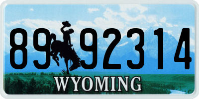 WY license plate 8992314