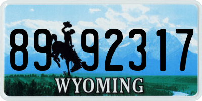 WY license plate 8992317