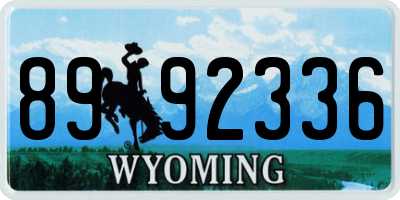 WY license plate 8992336