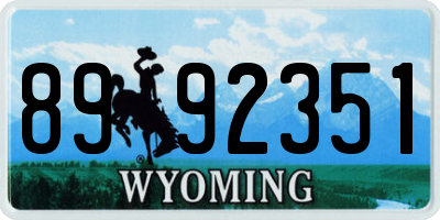 WY license plate 8992351