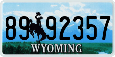 WY license plate 8992357